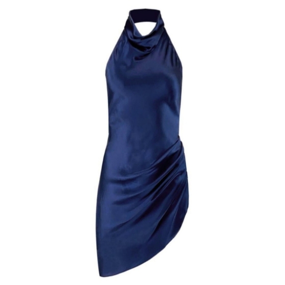 Amanda Uprichard Women's Silk Elegant Black Halter Dress - Picture 2 of 6